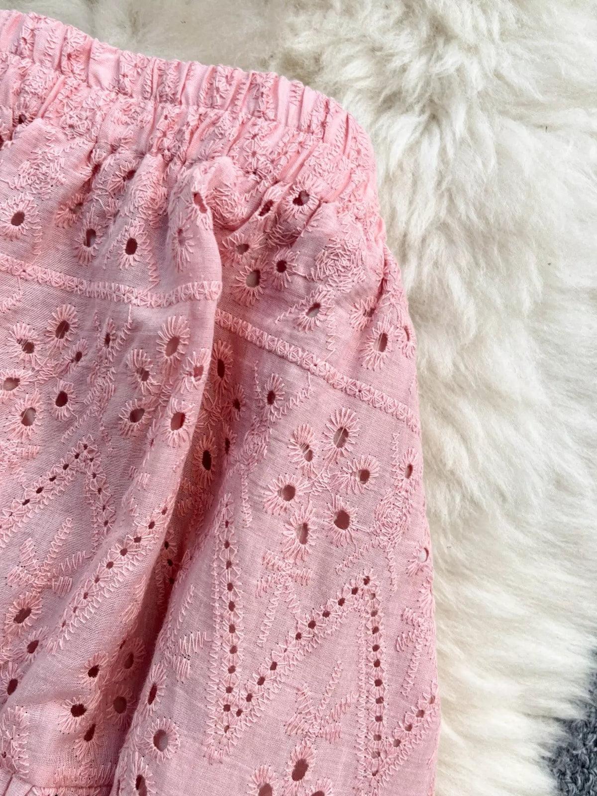 Smocked set in white
