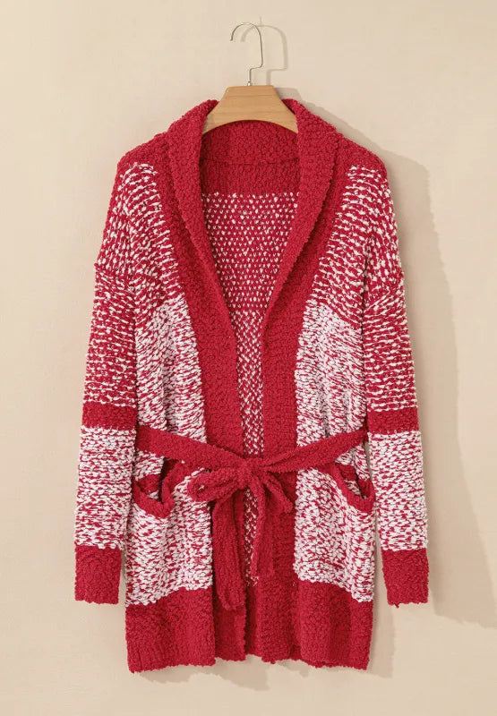 Contrast Trim Open Front Longline Cardigan - Fashorio