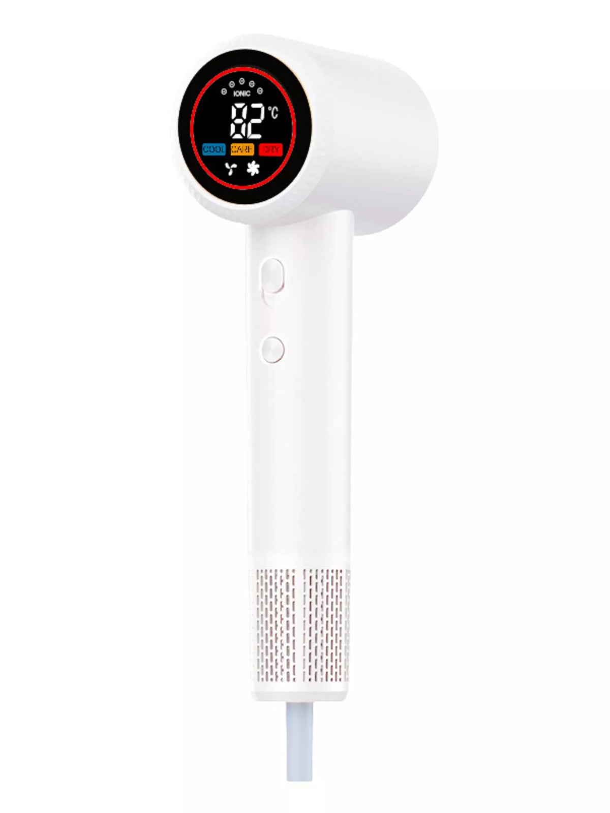 Hair dryer in use styling hair