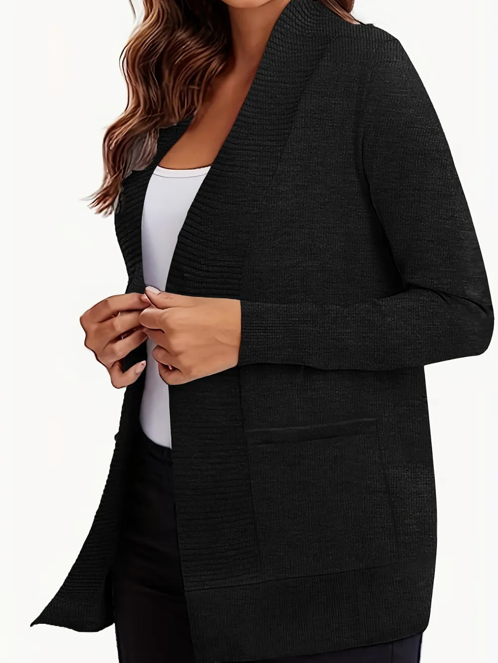 Open Front Long Sleeve Sweater Cardigan - Fashorio