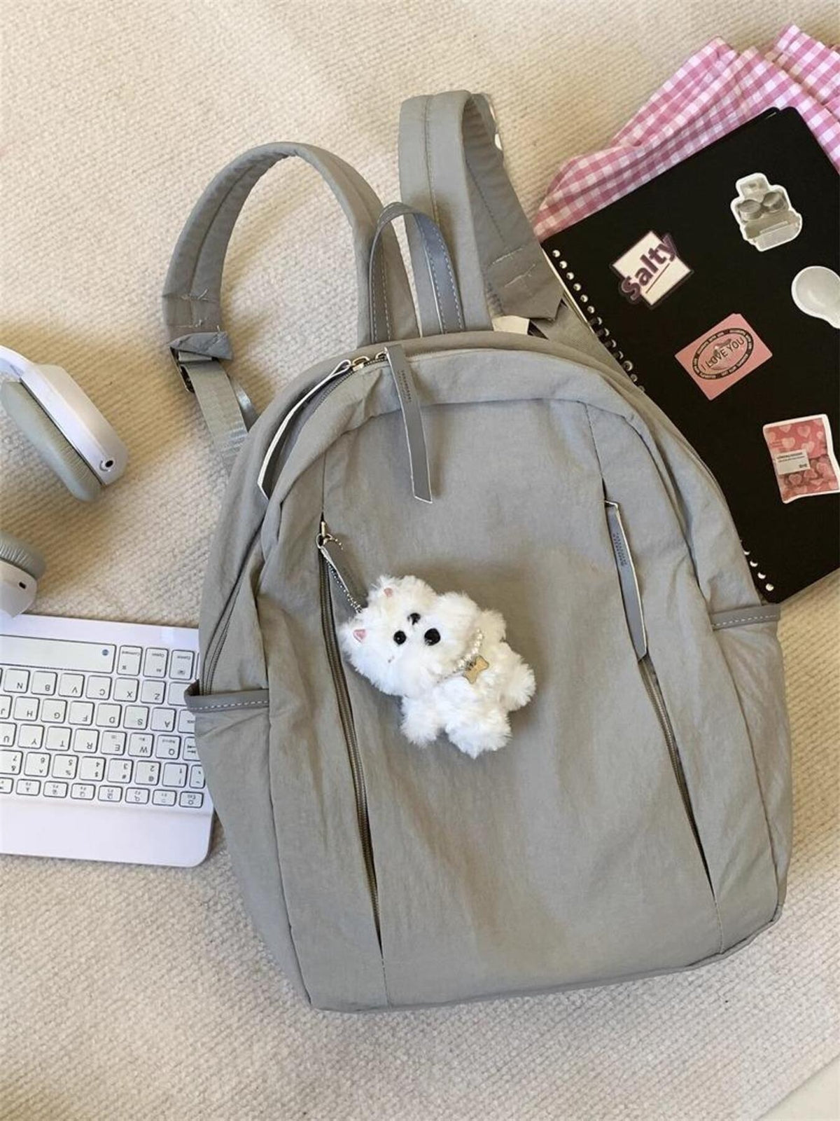 Casual lightweight nylon backpack back and straps