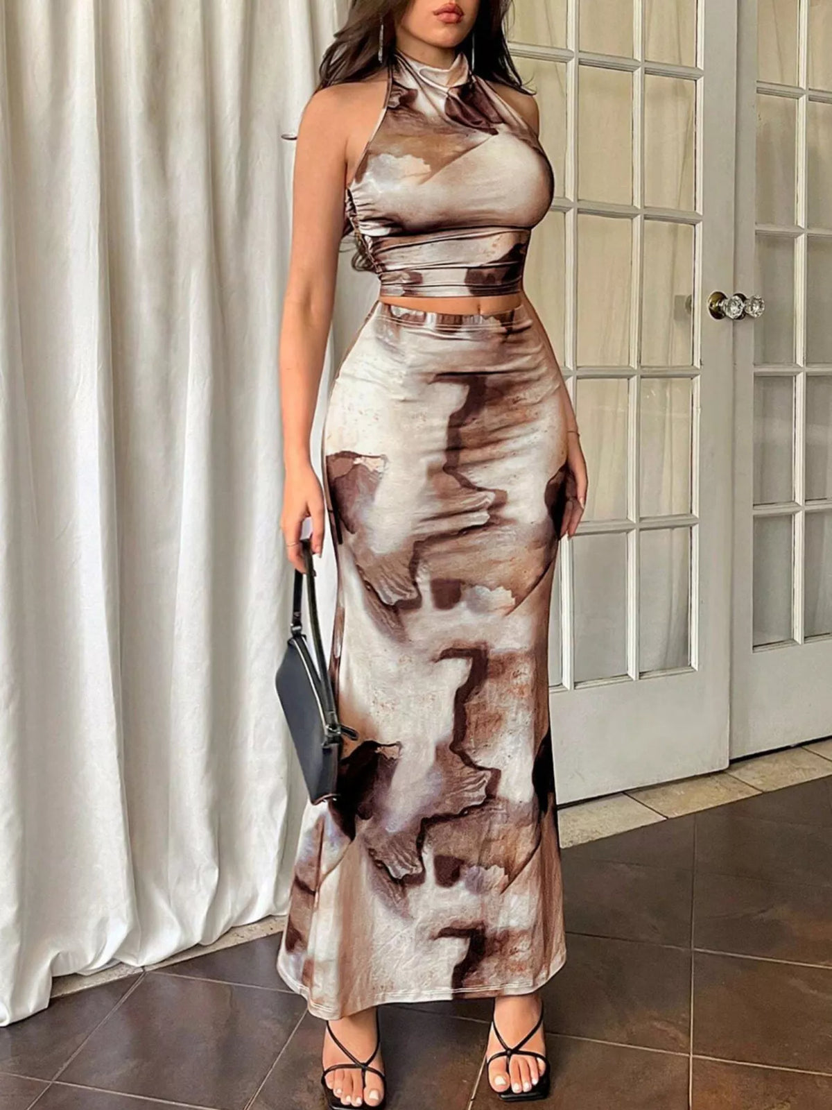 Coordinated tie dye halter and skirt full outfit