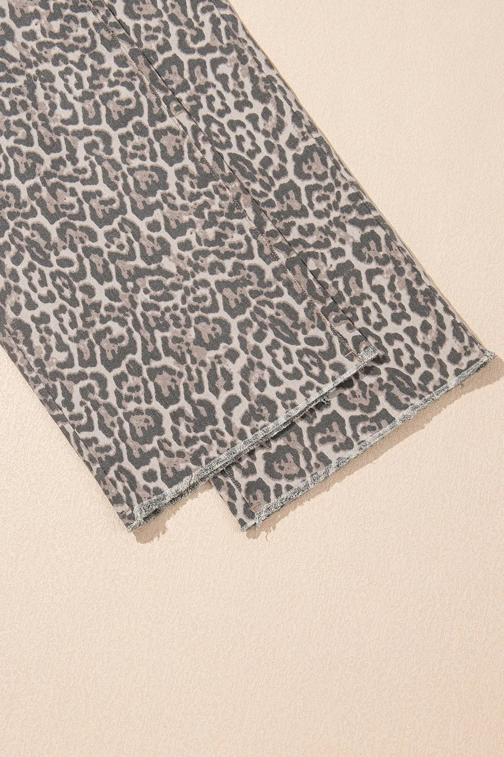Leopard Frayed Edge Wide Leg Jeans, view 10