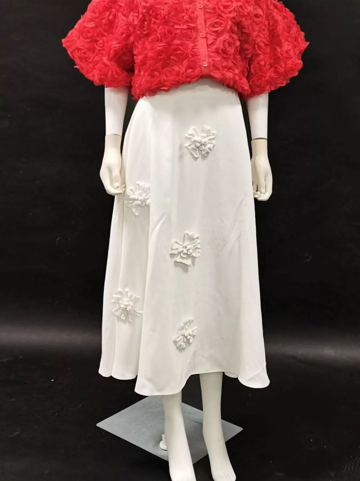 Floral embellished skirt three quarter view