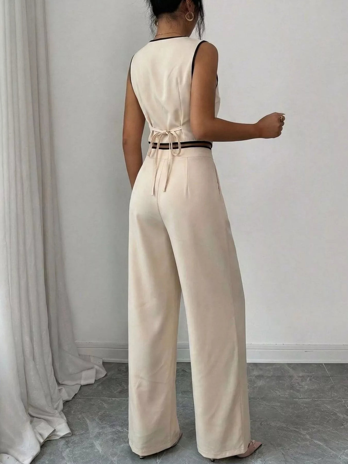 Coordinated vest and pants set back view