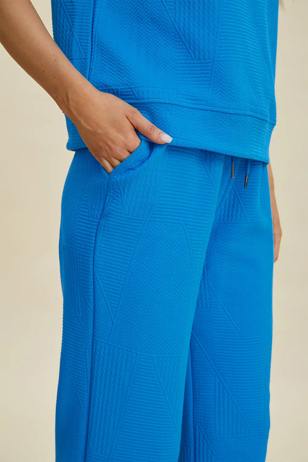 Double Take Full Size Texture Ruffle Short Sleeve Top and Wide Leg Pants Set - Fashorio