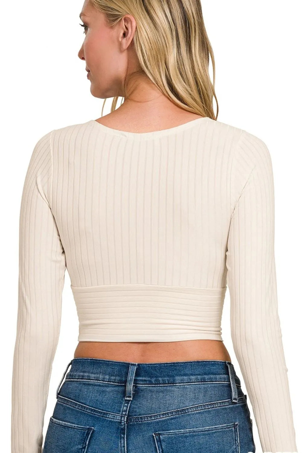 Zenana Ribbed Surplus Waist Band Long Sleeve Top - Fashorio