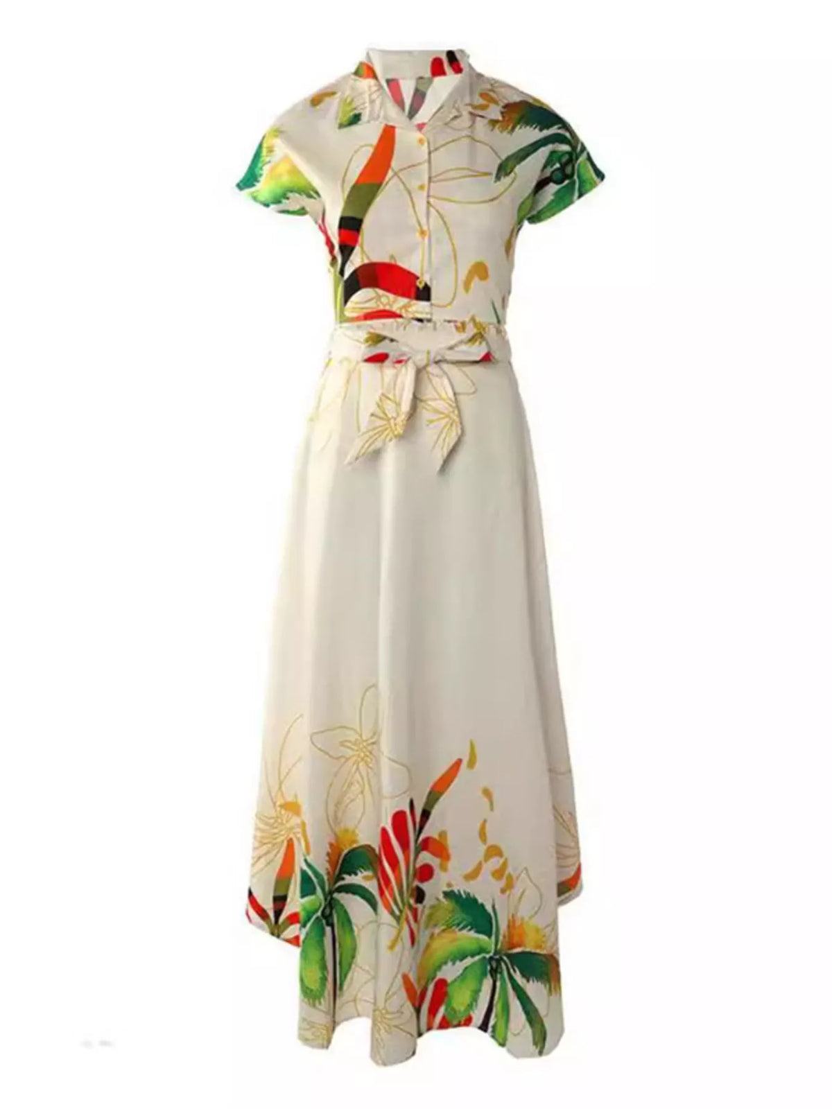 Floral tropical top and maxi skirt coordinated set back view