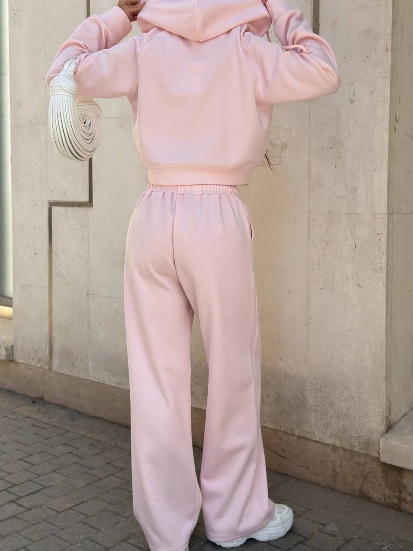 Zip Up Drawstring Hoodie and Pants Set - Fashorio