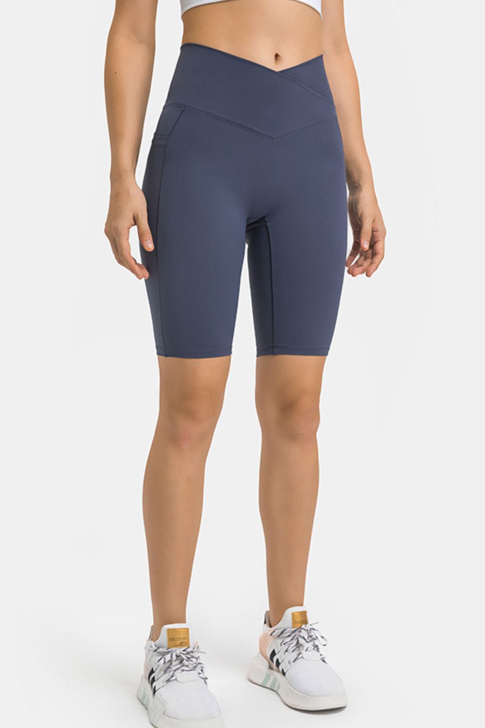 High waist biker shorts with pockets side view