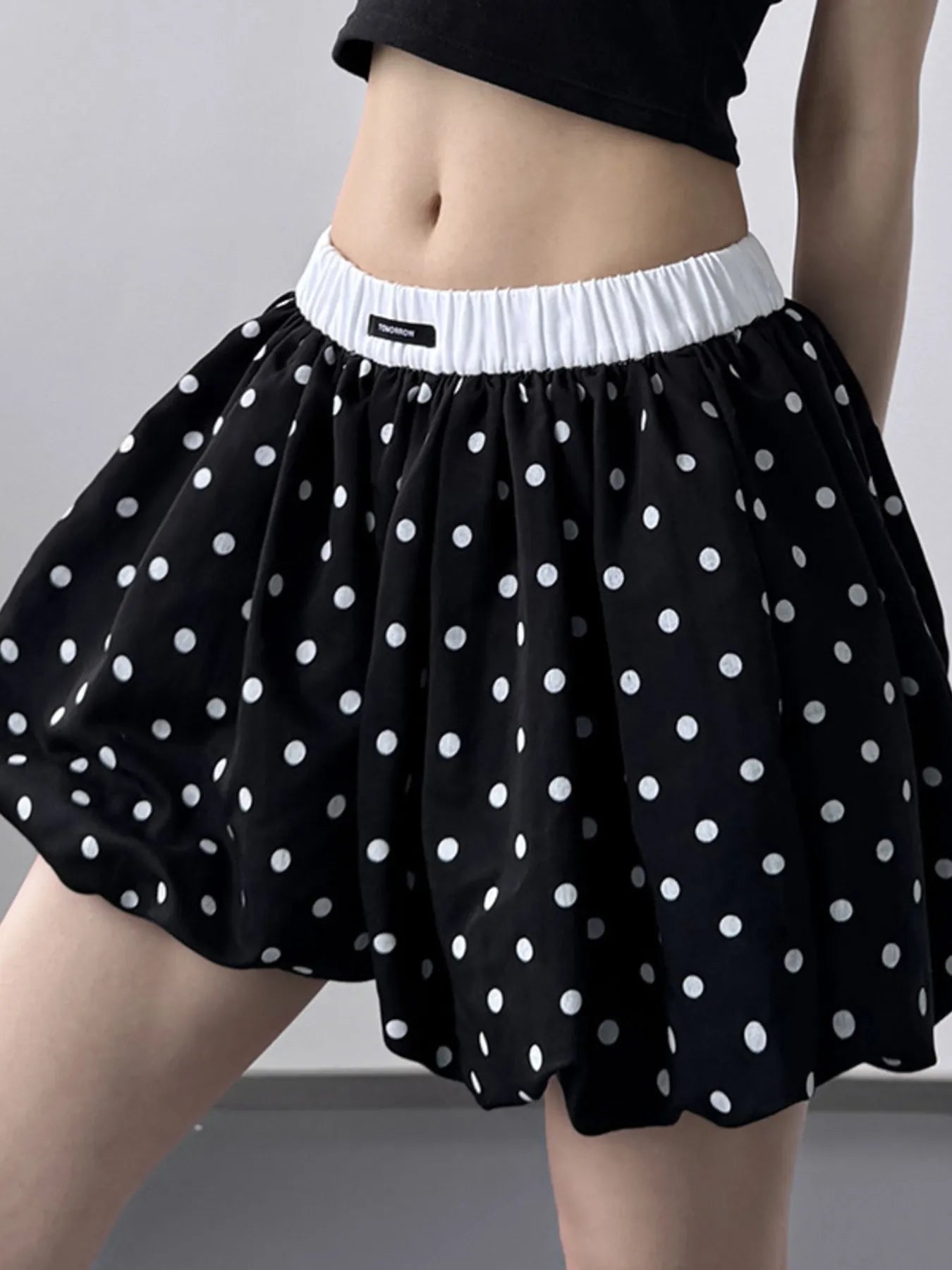 Polka Dot Bubble Shorts with Elastic Waistband - Fashorio