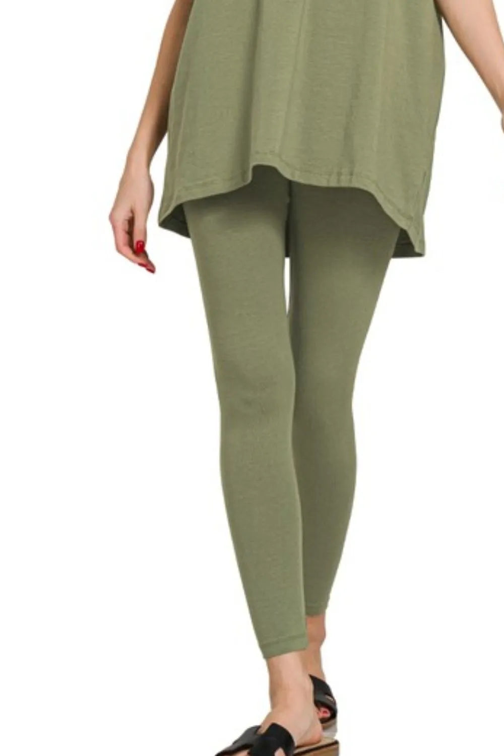 Zenana Cotton Round Neck Top & Legging Set - Fashorio