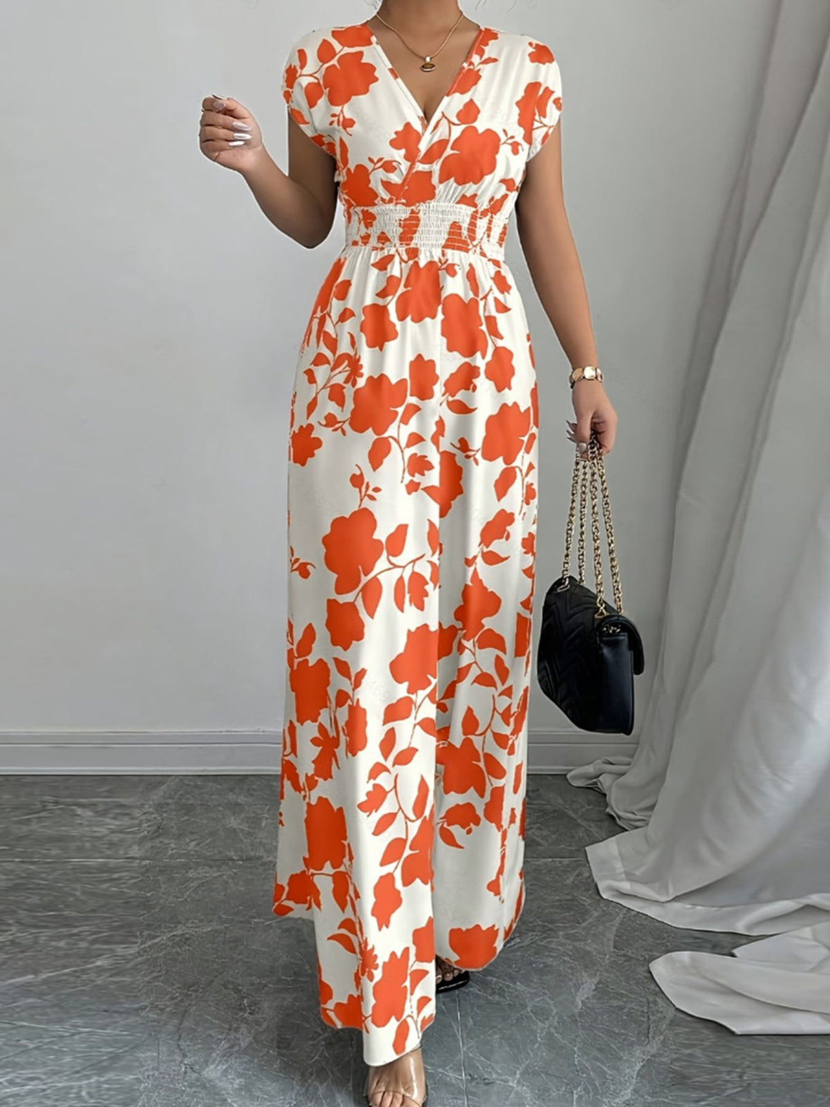 Printed surplice maxi dress print detail