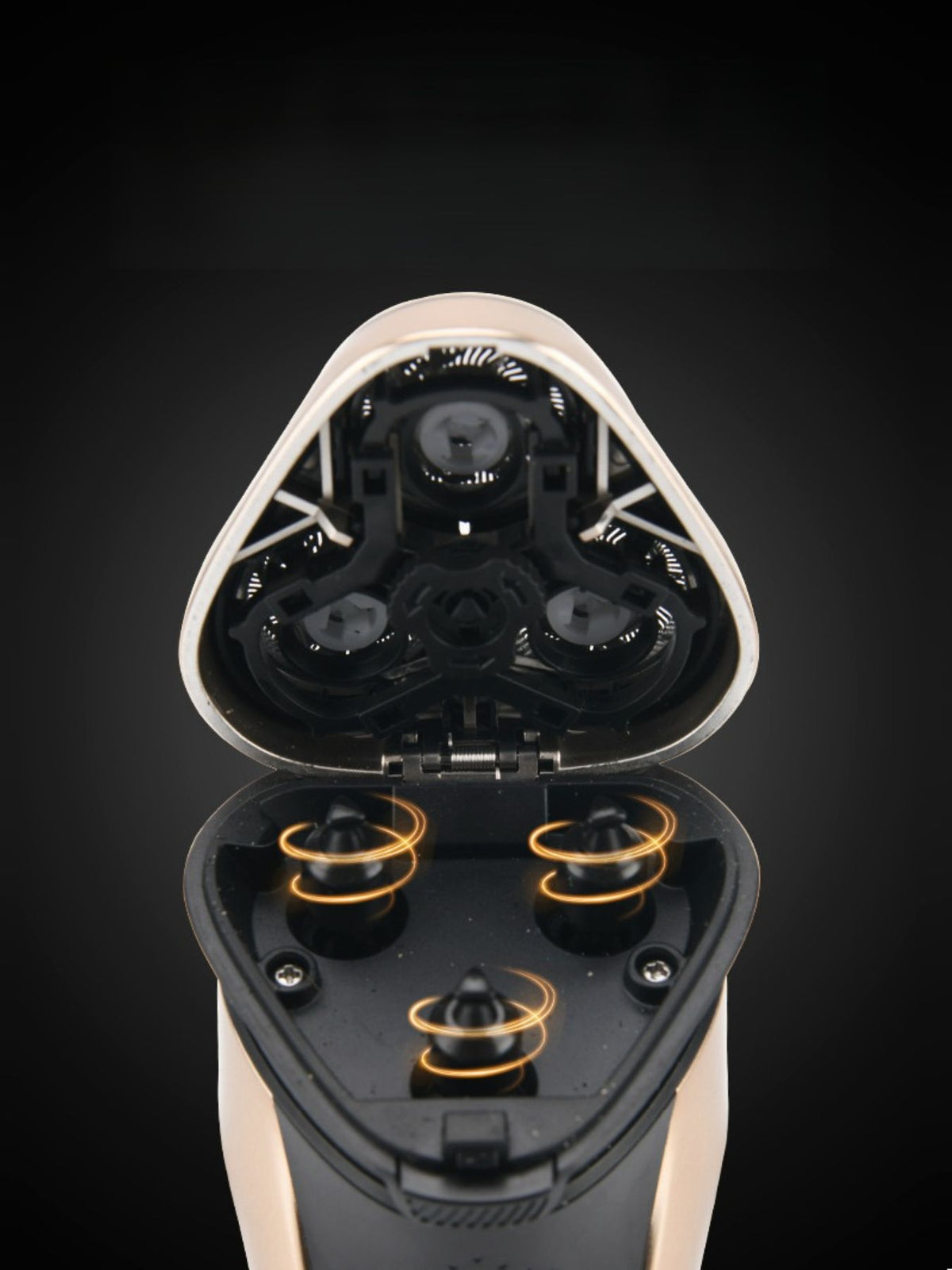 Rotary shaver floating heads close up