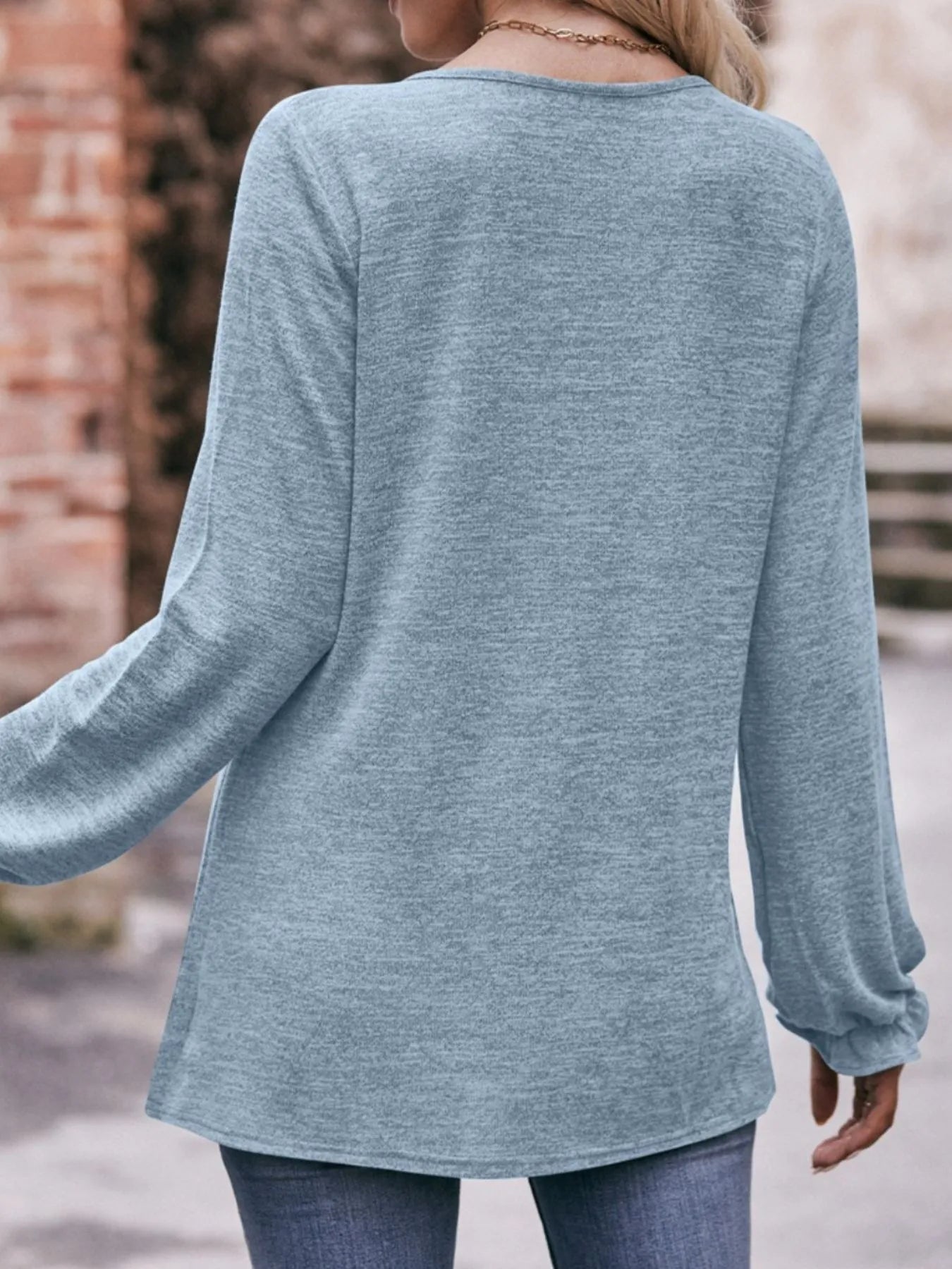 Round Neck Long Sleeve Casual T-Shirt - Fashorio