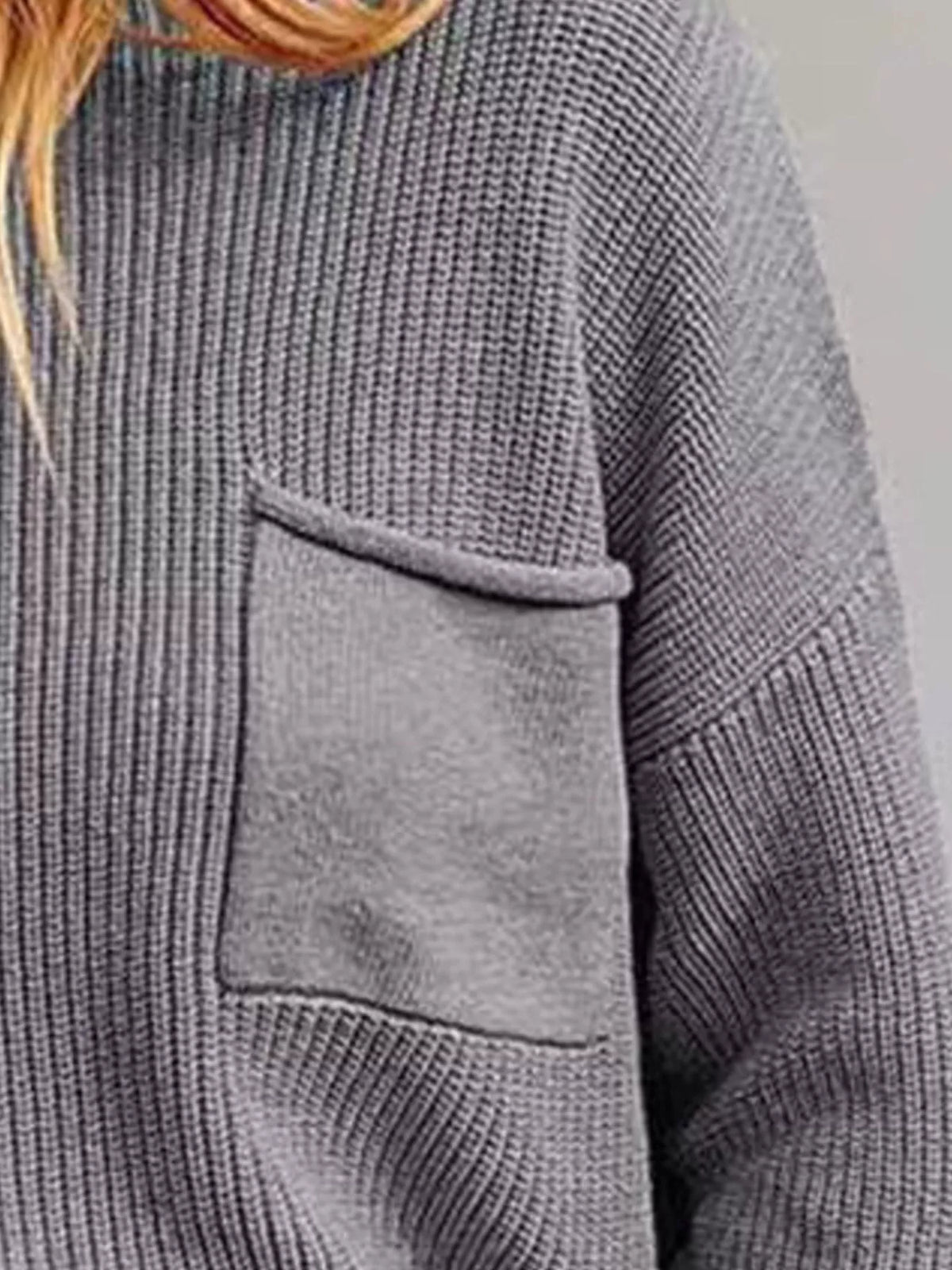 pocket detail dropped shoulder ribbed sweater sleeve detail