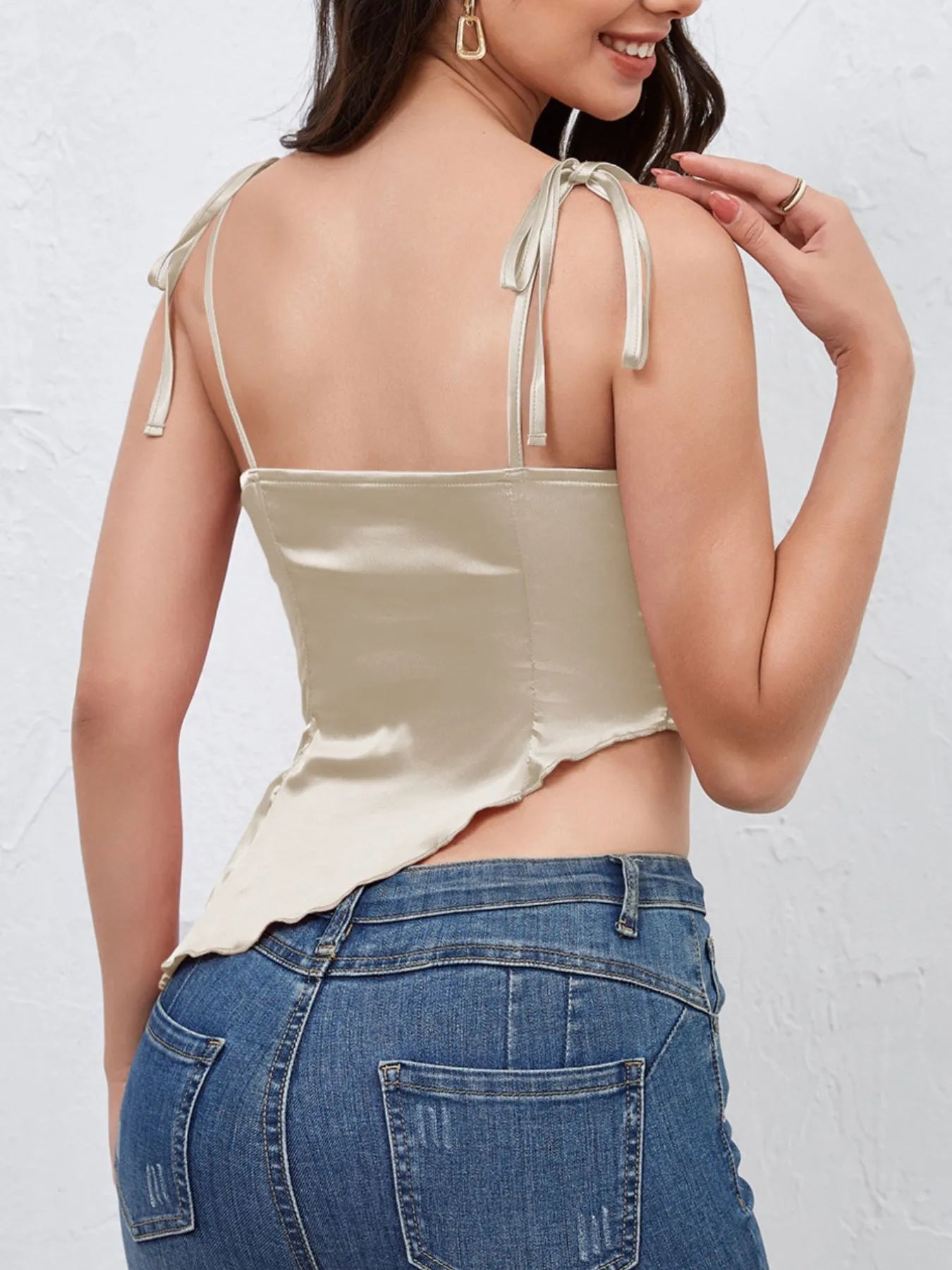 Asymmetrical Tie Shoulder Cami - Fashorio