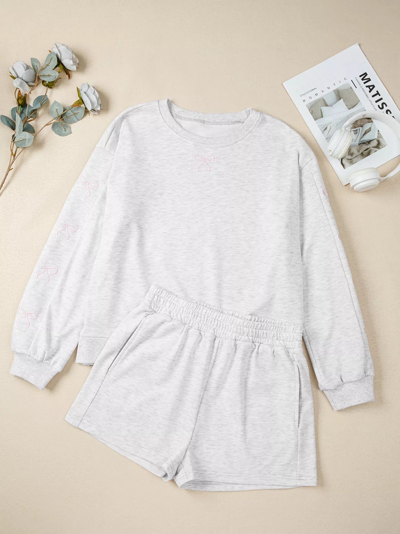 ow Embroidered Detail Puff Sleeve Top and Shorts 2pcs Set - Fashorio