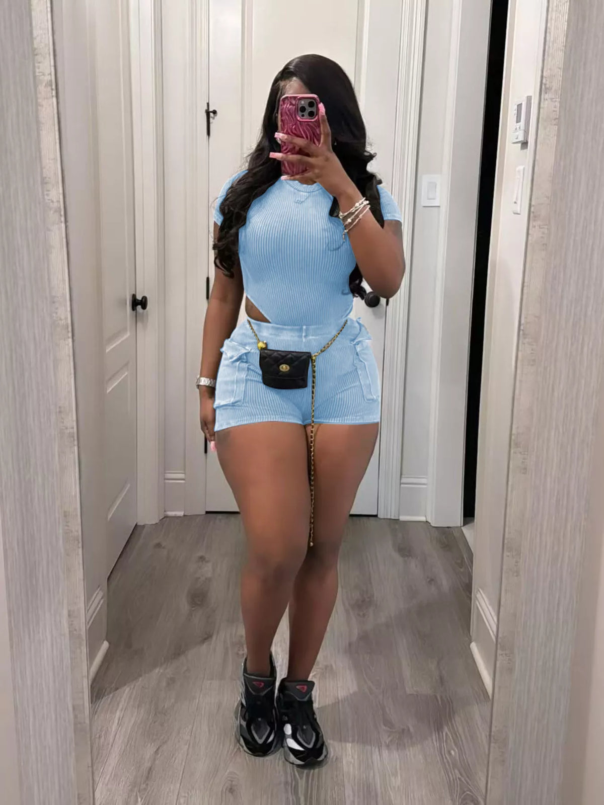 Ribbed bodysuit set side view