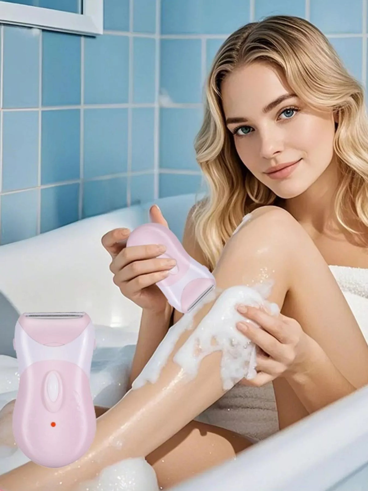 Epilator held in hand for scale