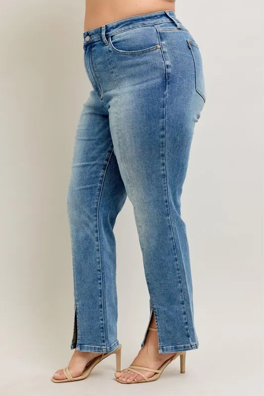 Judy Blue straight jeans hem view