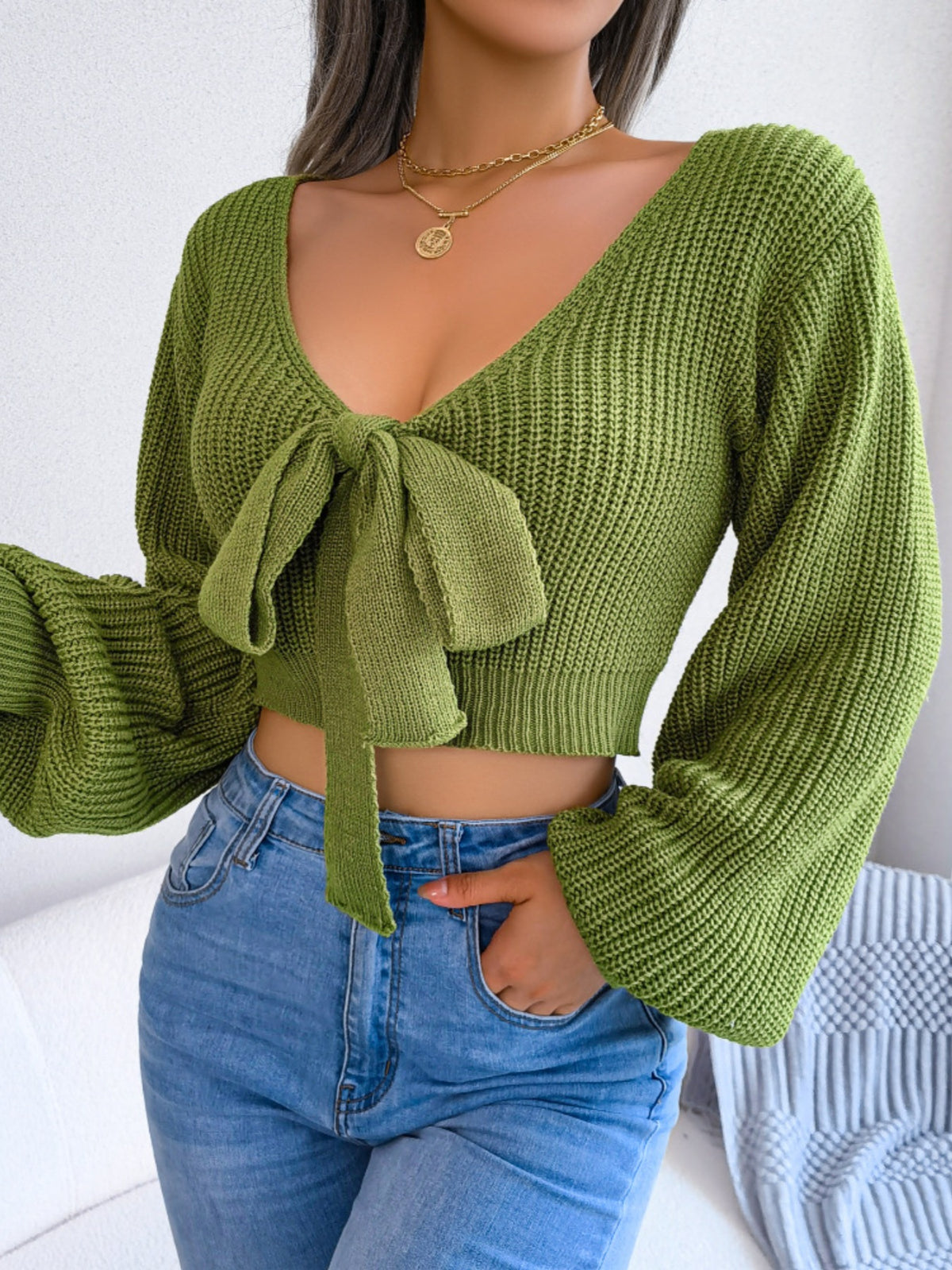 Light blue cropped sweater view