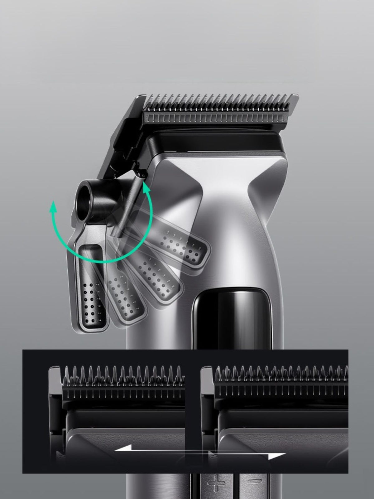 Rechargeable hair clipper with LED display detail