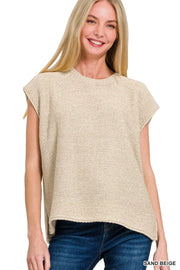 Zenana Oversized Crew Neck Sweater Vest - Fashorio