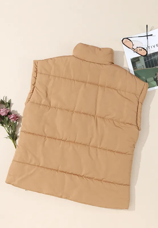Zip Up Vest Coat with Pockets - Fashorio