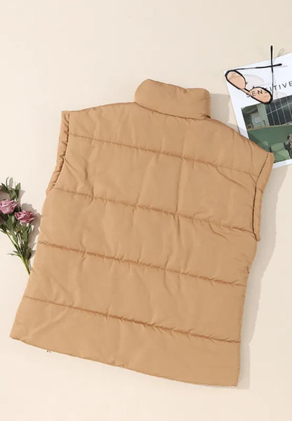 Zip Up Vest Coat with Pockets - Fashorio