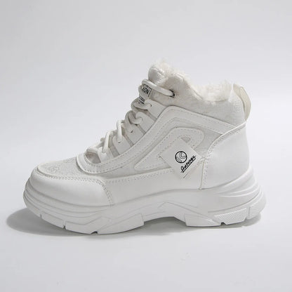 High-Top Platform Chunky Sneaker Boots with Lace-Up - Fashorio