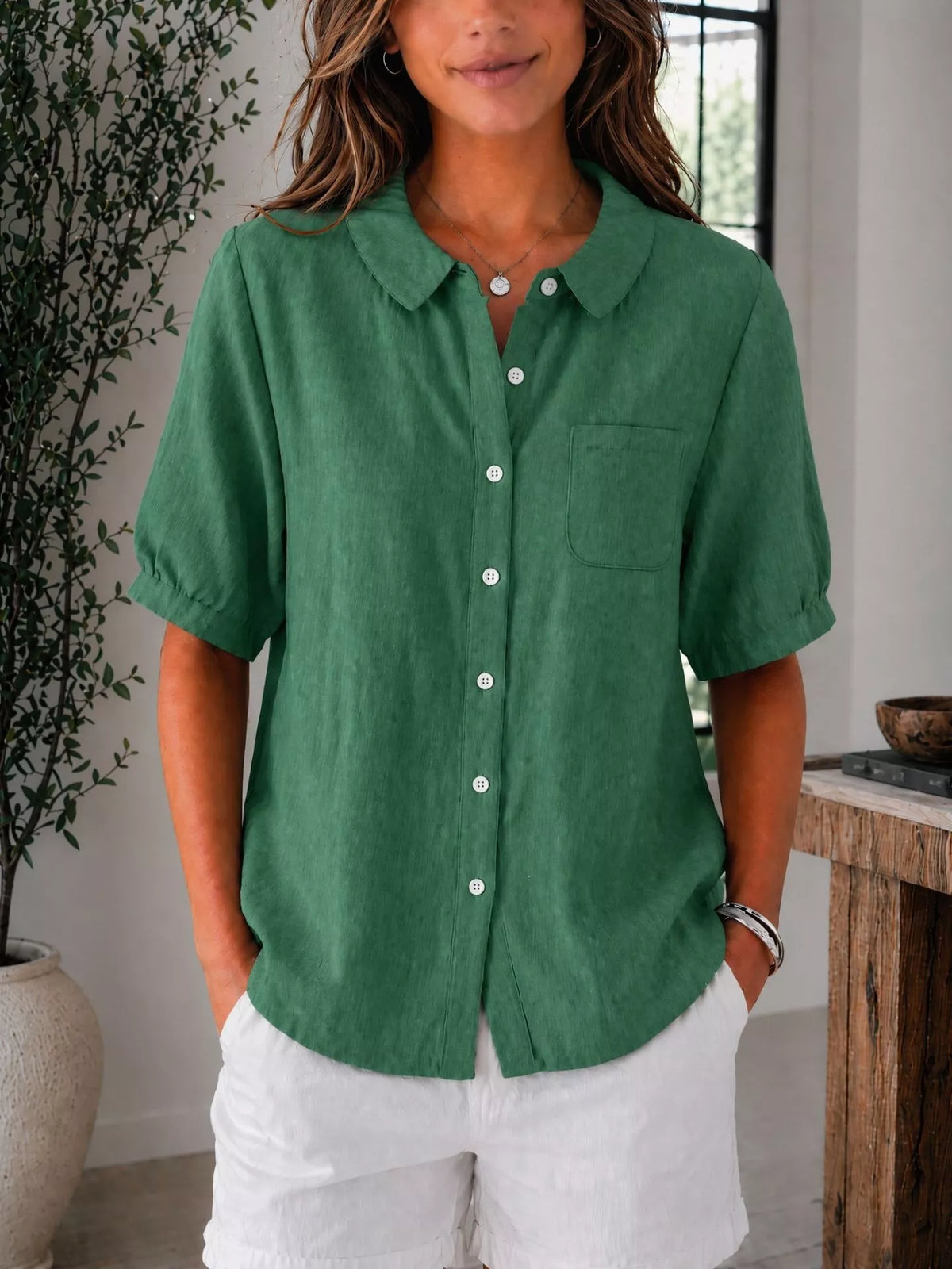 Collared shirt shown in a black colourway
