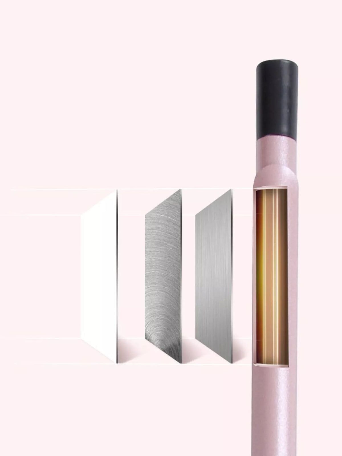 Curling wand held in hand