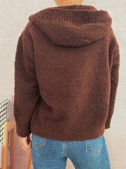 Cozy Button-Up Hooded Cardigan - Fashorio