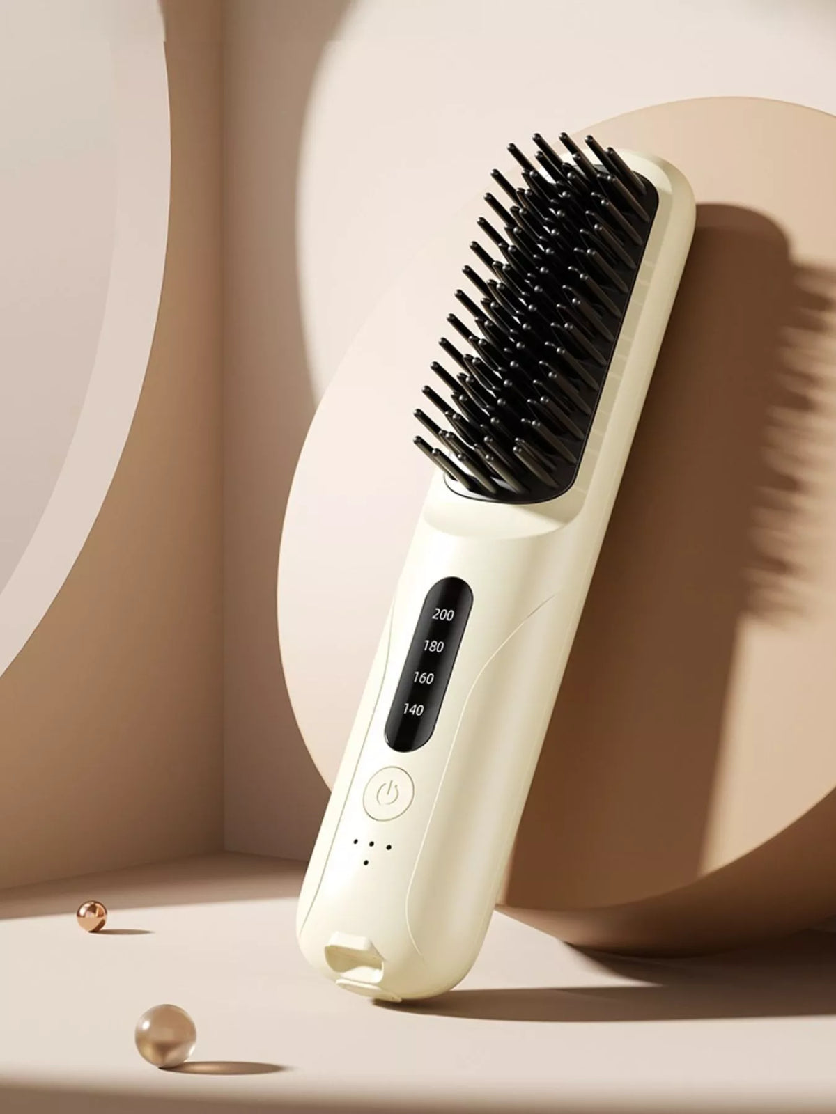 Straightening comb heated teeth close up