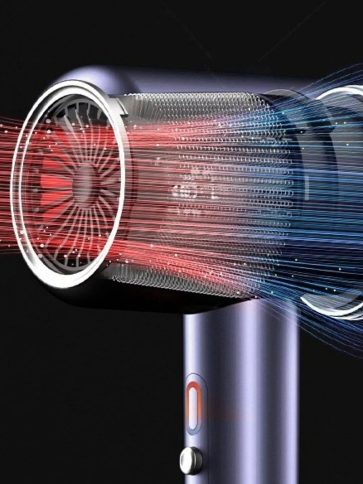 Black hair dryer held in hand
