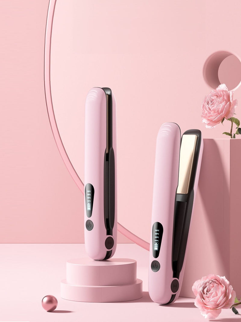 Portable cordless hair straightener front view