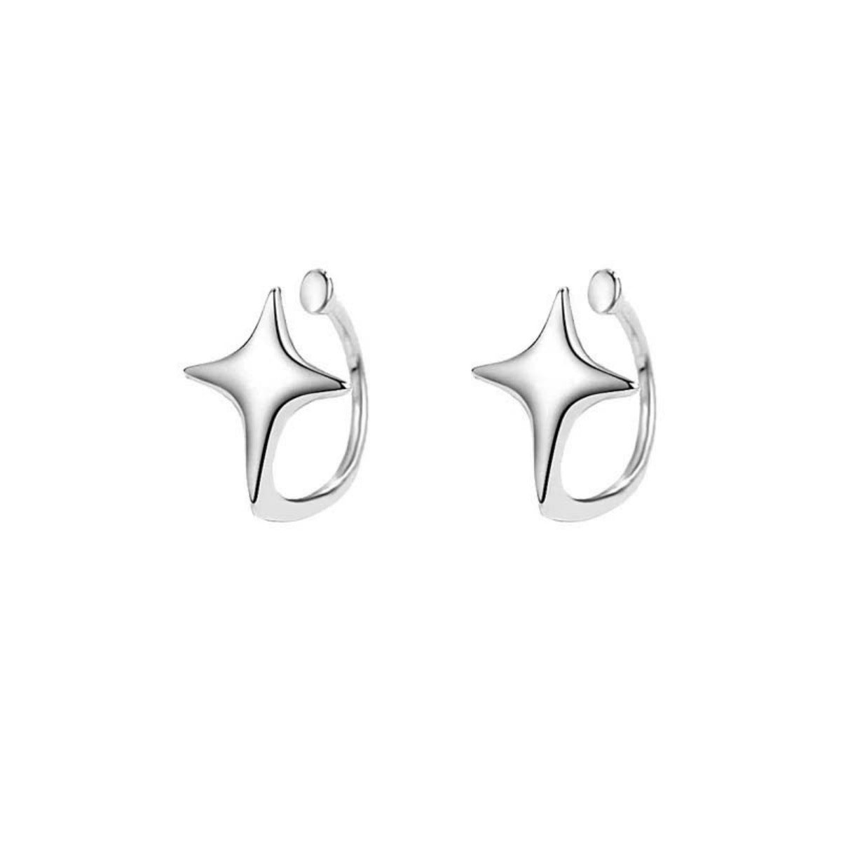 925 sterling silver star cuff earrings flat lay view