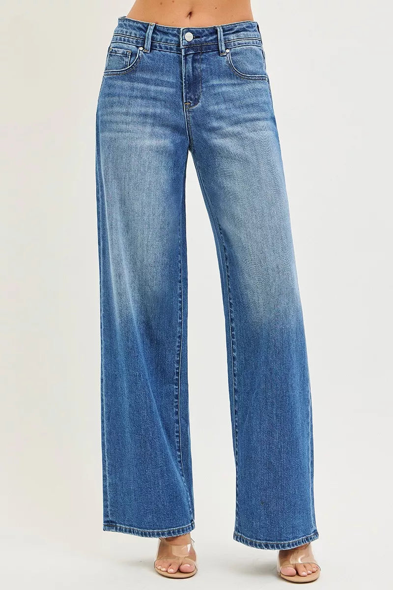 RISEN baggy jeans side view showing relaxed loose leg