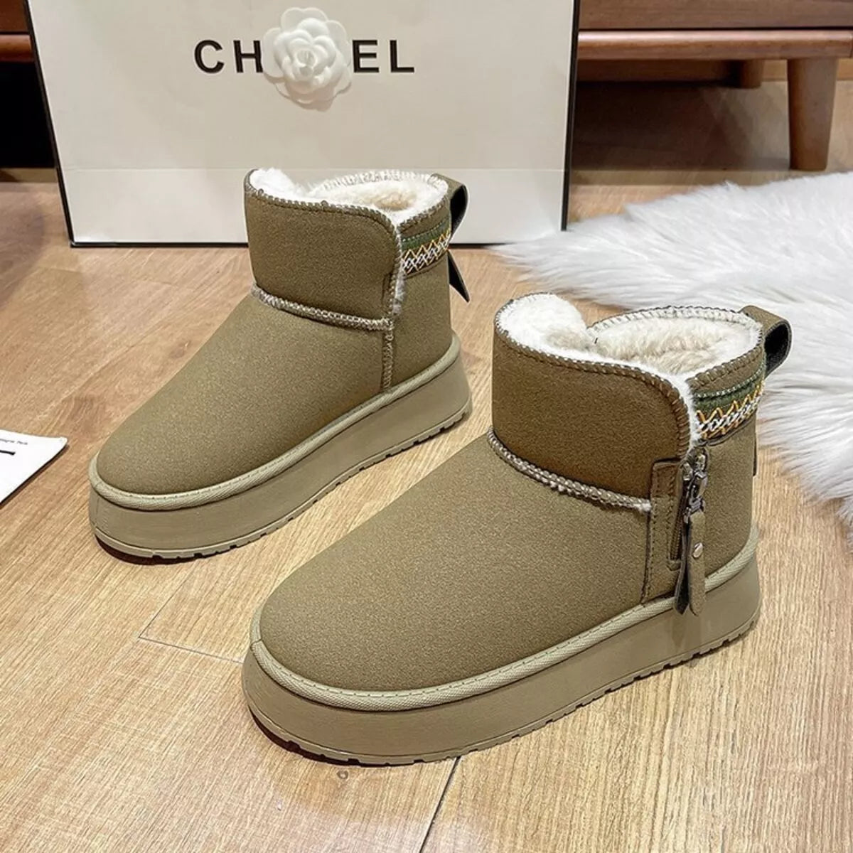 Round Toe Platform Boots angled view