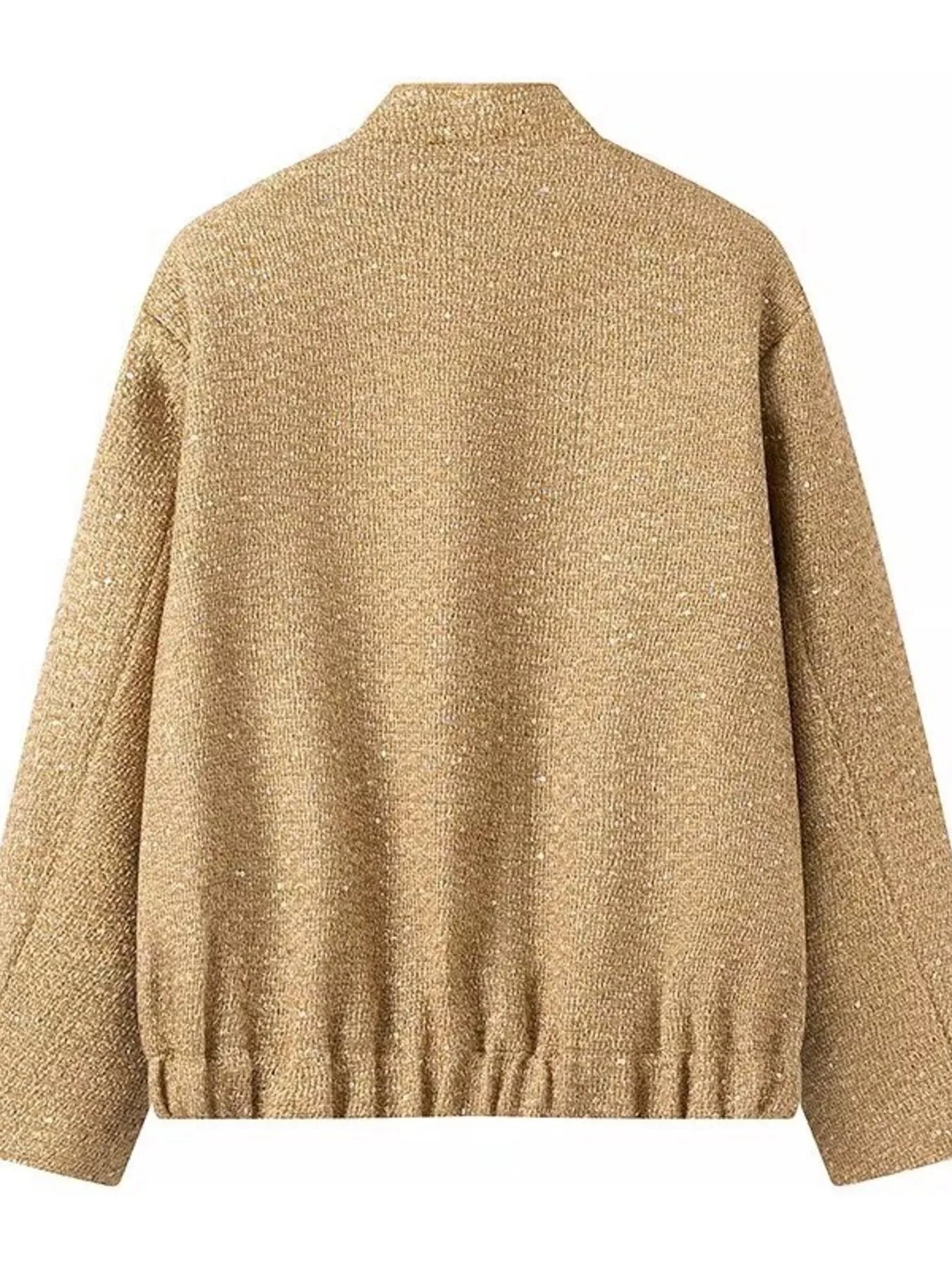 Sequin Long Sleeve Jacket with Pockets - Fashorio