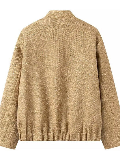 Sequin Long Sleeve Jacket with Pockets - Fashorio