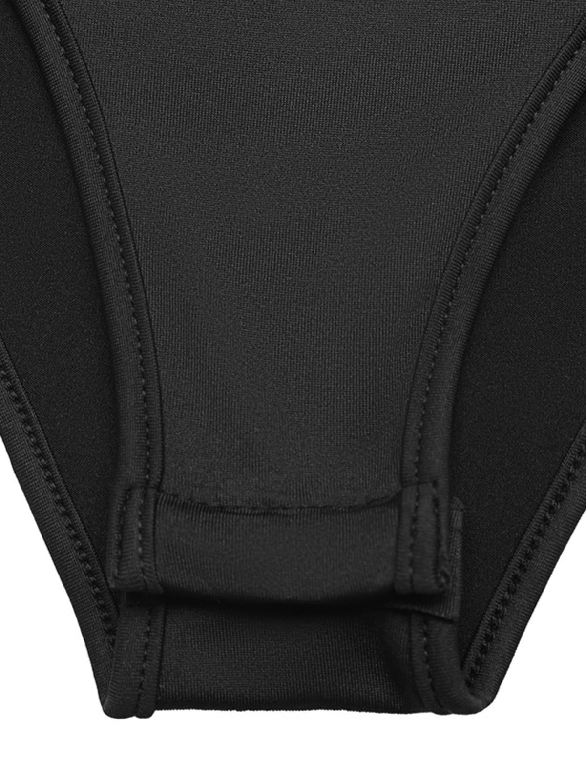 Stretch fabric detail on black bodysuit