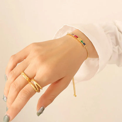 Contrast Zircon Titanium Steel Bracelet - Fashorio