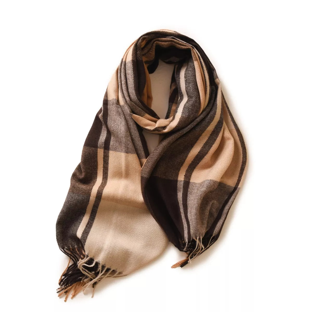 Plaid scarf shown in a brighter color combination