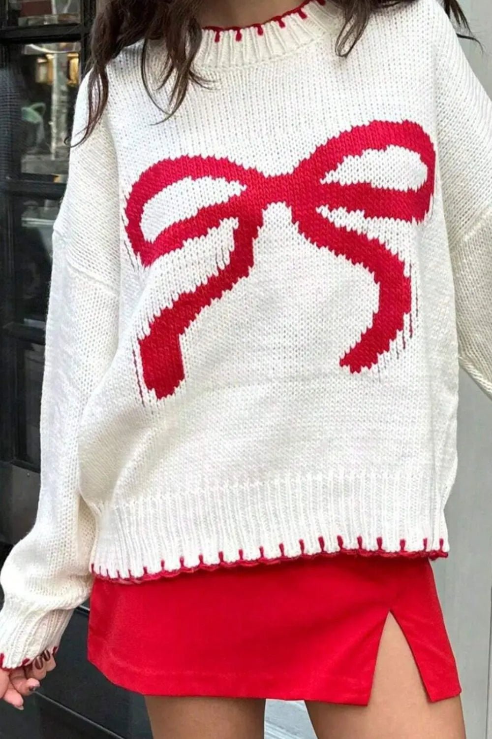 Cute bow sweater styled back view