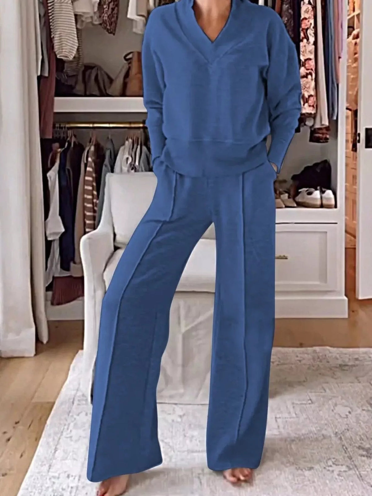 V neck two piece set full outfit