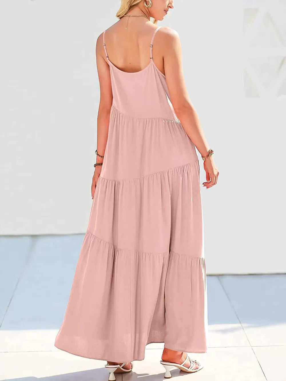 Ruched tiered maxi dress final view