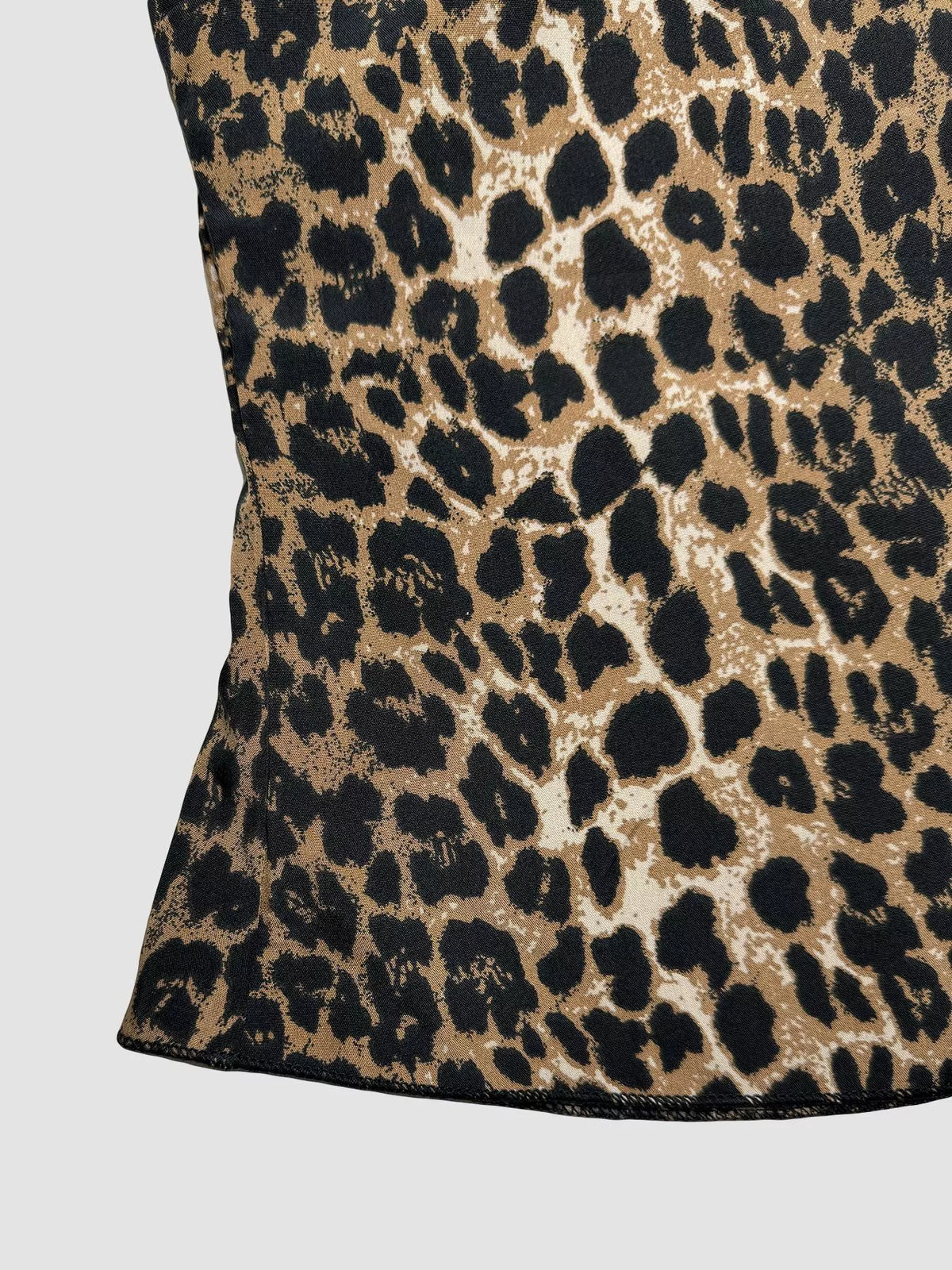Leopard print cami with back tie, three quarter view