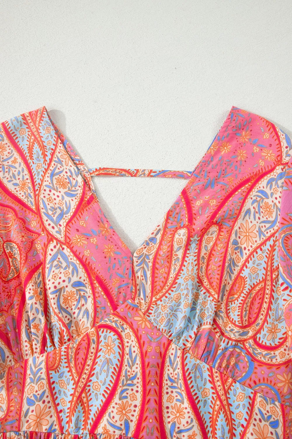 Boho maxi dress shown in movement showing the tiers